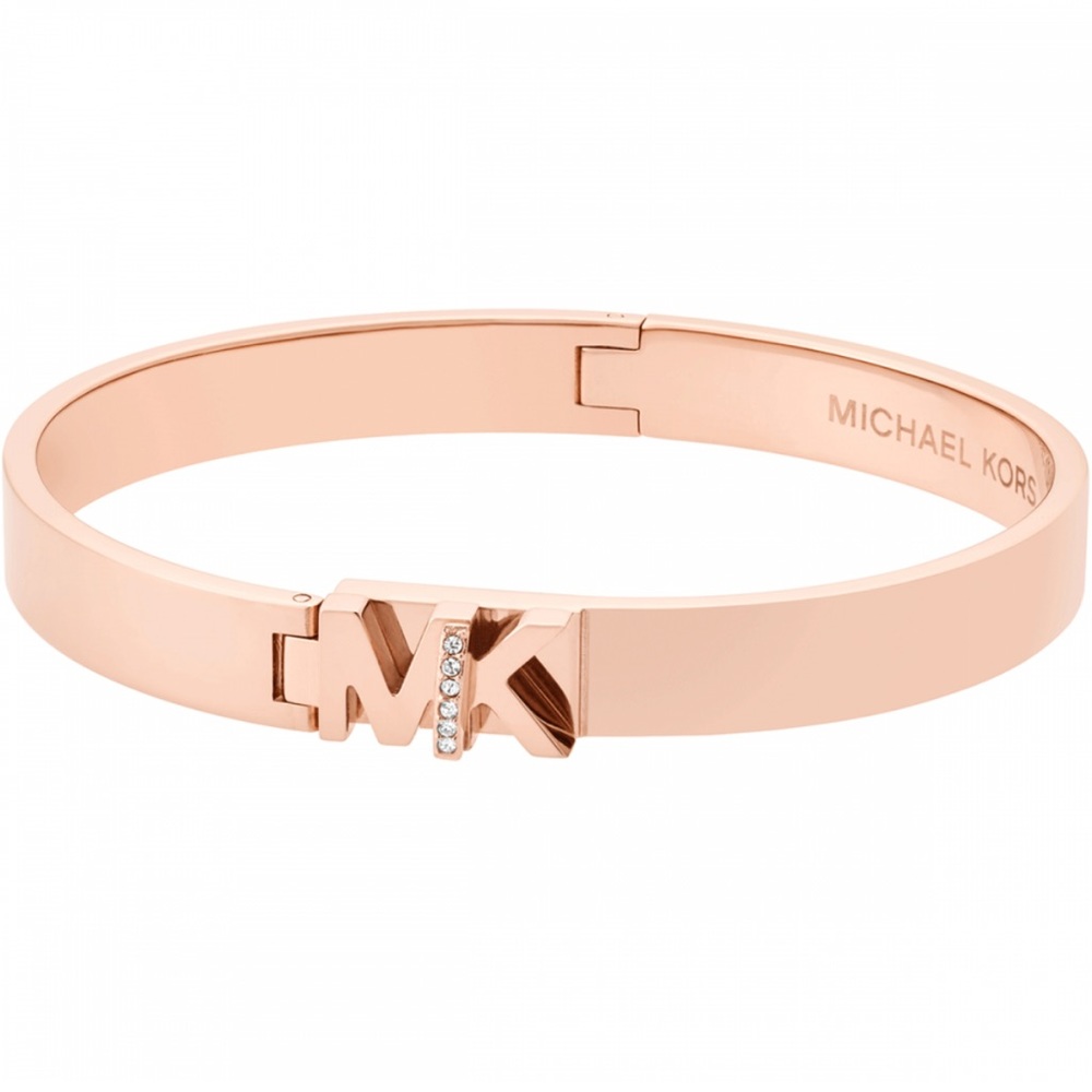 Michael Kors Rose Gold Tone Bangle Bracelet Crystal - Picture 1 of 5
